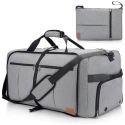 BATRC Faltbare Reisetasche für Herren & Damen, 55L Groß Weekender Übernachtungstasche mit Schuhfach, wasserdichte Handgepäck Tasche/Sporttasche (weiß) von BATRC