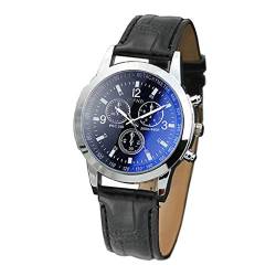 Blue Mens Quartz Analog Watches, Mode Blu Uhr Magie Glas Blaulichtuhr, Armbanduhrund Elegante für Männer, Herrenuhren Automatische Mechanische (Schwarz) von BAULMD