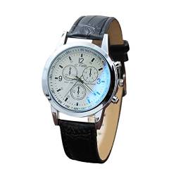 Blue Mens Quartz Analog Watches, Mode Blu Uhr Magie Glas Blaulichtuhr, Armbanduhrund Elegante für Männer, Herrenuhren Automatische Mechanische (Weiß) von BAULMD
