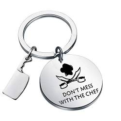 BAUNA Chef Jewelry Schlüsselanhänger "Don't Mess With The Chef", Küchenmesser-Anhänger, Schlüsselanhänger, Geschenk für die Küche von BAUNA