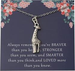 Giraffen-Armband, Giraffen-Schmuck, Always Remember You are Braver Stronger Smarter Than You Think, Geschenk für Giraffenliebhaber von BAUNA