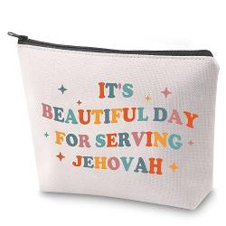 Serving Jehova Kosmetiktasche It's A Beautiful Day for Serving Jehova Make-up-Tasche mit Reißverschluss Pionier Survival Kit Jehova Zeuge Geschenk, Jehova Tag dienen, Nein von BAUNA