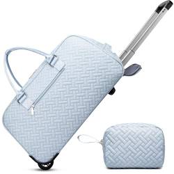 Reisetasche für Reisen, Wochenendtasche mit Schuhfach, Handgepäcktasche für Damen, Turnbeutel, Blau – rollende Version von BAVERGE