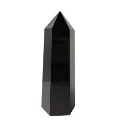BAWHO 1 Stück natürlicher Obsidian-Quarzkristall, Stabspitze, Obsidian-Obelisk, 550–600 g QINTINYIN von BAWHO