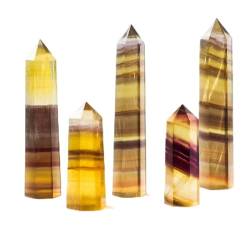 BAWHO 1PC Naturstein Gelber Fluorit Kristall Punkt Zauberstab Ornamente Obelisk Polierter Quarz Home Office Dekoration QINTINYIN (Color : Yellow Fluorite, Size : 1.97-2.36in) von BAWHO