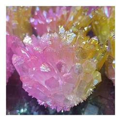 BAWHO 450-550g Dropshipping natürlicher roher Quarz-Kristall-Cluster-Exemplar-Regenbogen-Aura-Qualitäts-Edelstein-Stein-Wohnkultur QINTINYIN (Color : Pink Yellow) von BAWHO