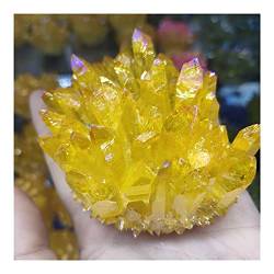 BAWHO 450-550g Dropshipping natürlicher roher Quarz-Kristall-Cluster-Exemplar-Regenbogen-Aura-Qualitäts-Edelstein-Stein-Wohnkultur QINTINYIN (Color : Yellow) von BAWHO