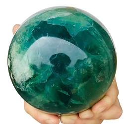 BAWHO 50–110 mm natürliche grüne Fluorit-Kugel, Kristall-Edelstein, Heim- und Büro-Dekoration, Geschenk, spirituell QINTINYIN (Size : 81-85mm) von BAWHO