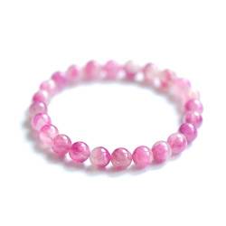 BAWHO Echter natürlicher rosa Turmalin-Edelstein-Ausdehnungs-Kristallrundperlen-Frauen-Armband AAAA QINTINYIN von BAWHO