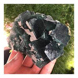 BAWHO For 1pc 320-1000g natürlicher roher Kristallstein unpolierter grüner Fluorit rauer Felsen schräger Würfel Cluster-Kristalle Reiki-Dekor QINTINYIN (Size : 340-360g) von BAWHO