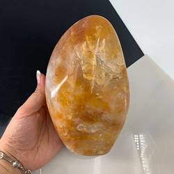 BAWHO Geschenk Naturkristall Edelstein Poliertes Gold Freeform Feng Shui Kristallstein Trophäe Natursteine ​​PEIQIYIN QINTINYIN (Size : 350-400g) von BAWHO