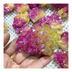 BAWHO Natürliche rosafarbene und gelbe Kristallcluster galvanisierte Mineralproben sind arrangiert Specimen Home Dekorative Steinsammlung a QINTINYIN (Size : 150-200g) von BAWHO