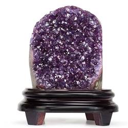 BAWHO Natürlicher Amethyst-Kristall-Cluster-Stein Uruguay, roher Geode-Quarz, kraftvolle, tiefviolette Kristall-Geode mit polierten Kanten, 2,2 Pfund Natursteine QINTINYIN (Size : 1.1lbs) von BAWHO