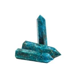 BAWHO Natürlicher Kristall, rau, 3 Stück, 75–85 mm, natürlicher Reiki-Saphir-Apatit-Punkt-Kristall-Obelisk, wunderschöner natürlicher Kristallstein von BAWHO