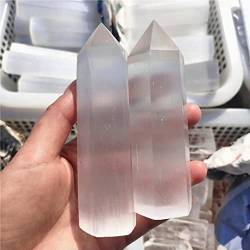 BAWHO Natürlicher Kristall, rau, 90–110 mm, natürlicher weißer Selenit-Kristall, Obelisk, Quarzkristall, Zauberstab, Spitzensteine, Turm, Natursteine ​​und Kristalle (Size : 3pc) von BAWHO