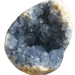 BAWHO Natürlicher madagassischer blauer Coelestin-Geoden-Ei-Kristall, Heimbüro-Dekoration, Bastelgeschenke, Ornamente QINTINYIN (Size : 1100-1200g) von BAWHO