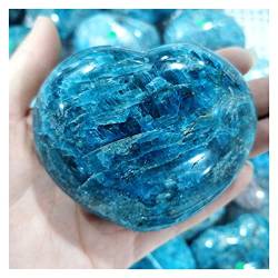 BAWHO Natürlicher roher blauer Apatit-Kristall, geschnitzt, liebevolles Herz, Stein-Cabochons, Indie-Raumdekoration for Geschenke QINTINYIN (Size : 250-300g) von BAWHO