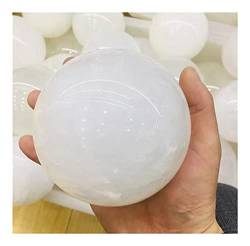 BAWHO Natürlicher weißer Kristall, polierte Kristallkugel, volle Größe, Heimdekoration, Feng Shui, Behandlung, grobe Steinmassage QINTINYIN (Color : Creamy White, Size : 130mm) von BAWHO