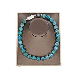 BAWHO Schmuck 19 Zoll 16 mm blauer Achat Edelsteine ​​​​Stein natürliche weiße Keshi-Perlenkette for Frauen erfüllen QINTINYIN von BAWHO