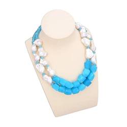 BAWHO Schmuck Bead-Nucleated Keshi Baroque Pearl Blue Quartz Grobe Halskette erfüllen QINTINYIN von BAWHO