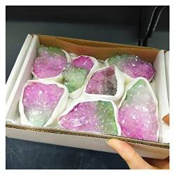 BAWHO Zweifarbige Angel Aura Crystal Quartz Natural Collection Stones Freeform Specimens Box Decor Geschenksets QINTINYIN (Color : Pink-green) von BAWHO