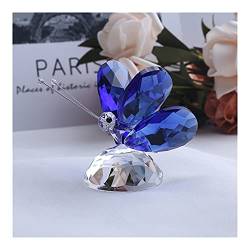 For Handgemachte Kristallschmetterling Miniaturfigur Tier Kristall Handwerk Glas Gartenfee Ornament Wohnkultur Geschenk Briefbeschwerer QINTINYIN (Color : Blue, Size : Without gift box) von BAWHO