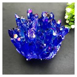 Geode galvanisierter blauer Kristall 15~70 g blauer Kristallsäulen-Stein-Felsen-Wohnkultur-Amethyst QINTINYIN (Color : A Blue, Size : 15g) von BAWHO