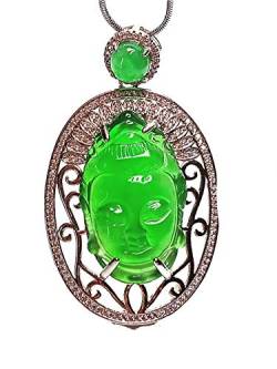 Koraba Full Green Jade Buddha 925 Sterling Silber Mosaik Damen Luxuriöse Halskette Smaragd Halskette QINTINYIN von BAWHO