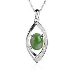 S925 Silber Zertifikat Grün Natürliche Intarsien Jade Anhänger Halsketten for Frauen Halskette Teufelsauge Bijou Geschenkbox QINTINYIN von BAWHO