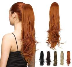 56cm Pferdeschwanz Haarteil Ponytail Zopf, Ponytail Extension Pferdeschwanz Haarteil mit Butterfly-Klammer, Haarverlängerung Clip in Extensions Hair Piece Voluminös Synthetik Haare Gewellt (30C) von BAWUTZ