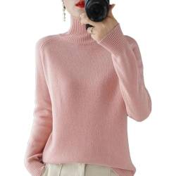 BAWUTZ Kaschmir-Pullover für Damen, Rollkragenpullover Damen,Langarmpullover, Freizeitpullover, Stehkragen Strickpulli Langarm Rolli Sweater für Herbst Winter (Rosa,XXL) von BAWUTZ