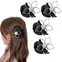 Blumen Haarklammer,Elegante Metallblumen-Haarnadel,Rutschfeste Niedliche Blume Hair Claw Clips,Niedliche Blumenförmige Clip-Haarnadel für Frauen,süßer Clip, Kopfschmuck, Entenschnabel-Clip (Schwarz) von BAWUTZ