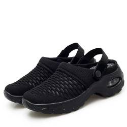 Orthopädische Schuhe Damen,Air Cushion Slip On Sneakers,Casual Mesh Atmungsaktiv mit Einlegesohle Hausschuhe Turnschuhe,Leichtgewicht Luftkissen Frauen Anti-Rutsch-Schuhe Mom Schuhe (Schwarz,38) von BAWUTZ