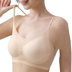 Ultradünner Sommer-Komfort-BH aus Eisseide in Übergröße,Ice Silk Air Bra mit herausnehmbarem Polster,Atmungsaktiver und Leichter,Nahtloser BH für Schlafen Yoga (Farbe,L) von BAWUTZ