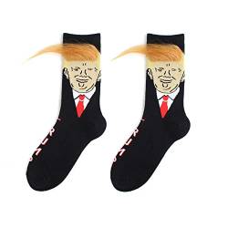 BAXIXINGYUNMU Herren Socken, Parodie Lustige Präsident Donald Trump Socken mit 3D Kunsthaar Crew Socken Herren Socken von BAXIXINGYUNMU