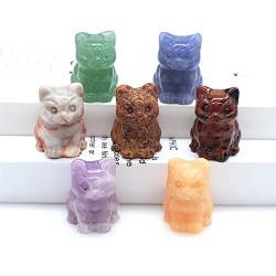 BAYDE 1 STÜCK 30mm Nette Katze Figuren Naturstein und Kristall Handgeschnitzte Tier Statue Edelstein Handwerk Dekoration Großhandel YICHENGYIN (Color : Yellow Jade, Size : One Size) von BAYDE