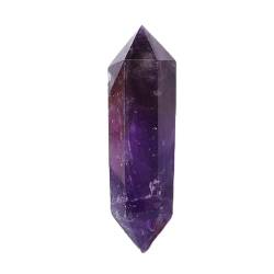 BAYDE 1PC Natürlicher Kristallstein, sechseckiger Doppelpunkt, Zauberstab, Reiki-Stein, Wicca-DIY-Kristallschmuck, Geschenk YICHENGYIN (Color : Amethyst, Size : One Size) von BAYDE