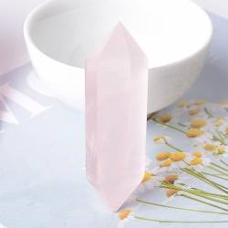 BAYDE 1PC Natürlicher Kristallstein, sechseckiger Doppelpunkt, Zauberstab, Reiki-Stein, Wicca-DIY-Kristallschmuck, Geschenk YICHENGYIN (Color : Rose Quartz, Size : One Size) von BAYDE