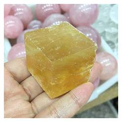 BAYDE Kristallstein Calcit Quarzstein Rhombus Rohexemplar Natürlicher gelber Kalkspat-Edelstein PEIQIYIN YICHENGYIN (Size : 50-90g) von BAYDE