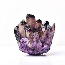 BAYDE Natürliche Kristallgruppe, Amethyst-Exemplar, Erz, gelb, grün, lila, Quarz, Reiki-Stein, rohe Kristalle, Heimdekoration YICHENGYIN (Color : Purple, Size : 300-400g) von BAYDE