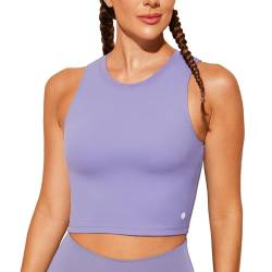 BAYDI Sport BH Damen ohne Buegel Bustier Abnehmbare Gepolsterte Crop-Tops Hochgeschlossenes Tanktop Yoga Fitness Soft Bra Lila von BAYDI