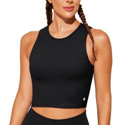 BAYDI Sport BH Damen ohne Buegel Bustier Abnehmbare Gepolsterte Crop-Tops Hochgeschlossenes Tanktop Yoga Fitness Soft Bra Schwarz von BAYDI