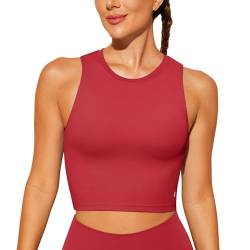 BAYDI Sport BH Damen ohne Buegel Bustier Abnehmbare Gepolsterte Crop-Tops Hochgeschlossenes Tanktop Yoga Fitness Soft Bra Wein von BAYDI