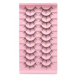 10 Paar 3D Nerz Katzenaugen Wimpern Künstliche Nerz Wimpern Handgefertigt Dünne Wimpern Volle Wimpern Make Up Künstliche Wimpern 3D Falsche Wimpern Langlebige Falsche Wimpern Bequeme Wimpern von BAYORE