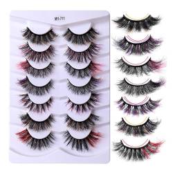 7 Paar Farbige Wimpern Natürliche 3D Falsche Wimpern Falsche Wimpern Wimpern Make Up Für Frauen Mädchen Farbige Falsche Wimpern von BAYORE