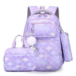 BAYORE Bedruckter modischer Rucksack, trendiger bedruckter Rucksack, tragbare Lunchtasche und Federmäppchen, perfekt für Jungen und Mädchen, violett, As shown (error 1-3cm) von BAYORE