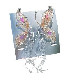 BAYORE Dekorative Haarspangen Elegante Schmetterlings Ohr Kopfbedeckung Modische Haarnadeln Für Frauen Und Mädchen Kristallfransen Haarspange Schmetterlings Bling Haarspangen von BAYORE