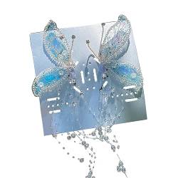 BAYORE Dekorative Haarspangen Elegante Schmetterlings Ohr Kopfbedeckung Modische Haarnadeln Für Frauen Und Mädchen Kristallfransen Haarspange Schmetterlings Bling Haarspangen von BAYORE