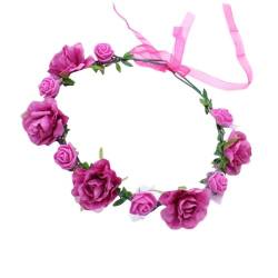 Blumenkranz Stirnband Verstellbares Band Rosenblumen Haarband Haarschmuck Stirnband Für Braut Strand Hochzeit Braut Stirnband von BAYORE