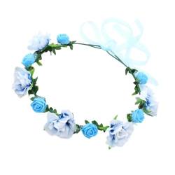 Blumenkranz Stirnband Verstellbares Band Rosenblumen Haarband Haarschmuck Stirnband Für Braut Strand Hochzeit Braut Stirnband von BAYORE